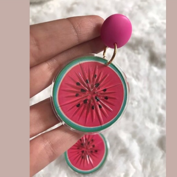 AVON TOOTY FRUITY PIERCED EARRINGS WATERMELON 1993 - Picture 4 of 5
